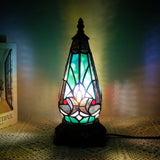 Werfactory® Tiffany Table Lamp Lighthouse Stained Glass Christmas Tree Green Liaison Antique Night Light