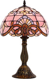 Tiffany Lamp Werfactory® Stained Glass Pink Baroque Style  Reading Table Lamp