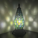 Werfactory® Tiffany Table Lamp Lighthouse Stained Glass Christmas Tree Blue Pearl Light