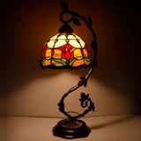 Tiffany Table Lamp Werfactory® Red Stained Glass Tulip Bedside Lamp