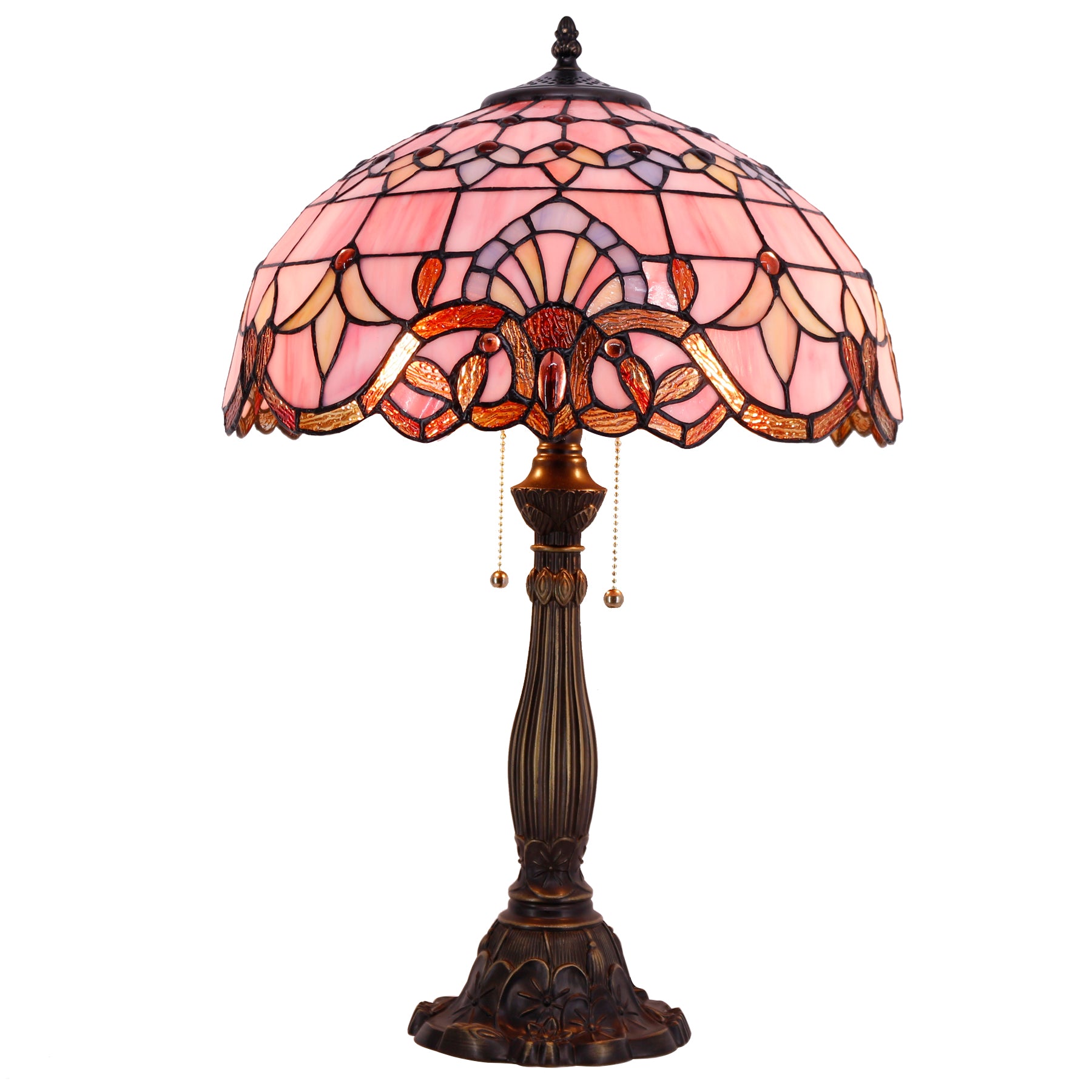 Tiffany Style Lamp Werfactory® Pink Stained Glass Lavender Light S003P16T