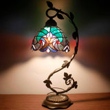 Werfactory®Tiffany Table Lamp Green Stained Glass Style Table Lamps   Wide 8 Inch Hig 21 Inch