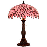 Werfactory®Tiffany Table Lamp Pink Wisteria Stained Glass Bedside Lamp Desk Reading Light