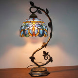 Werfactory®Tiffany Table Lamp Cloudy Blue Stained Glass Table Lamps   Wide 8 Inch Hig 21 Inch