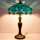 Tiffany Style Lamps Werfactory® Green Stained Glass Dragonfly Bedside Desk Reading Light