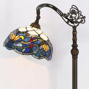 Werfactory® Tiffany Stained Glass Blue Lotus Arched Floor Lamps  12X18X64 Inchs Arched Reading Light
