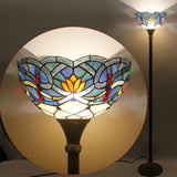 Stained Glass Floor Lamps Werfactory® Tiffany Blue Lotus Flower Torchiere Standing Light