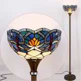 Stained Glass Floor Lamps Werfactory® Tiffany Blue Lotus Flower Torchiere Standing Light