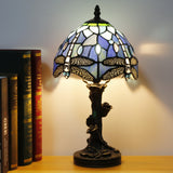 A Stunning Tiffany Table Lamp with Dragonfly and Rose Design