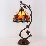 Tiffany Table Lamp Werfactory® Red Stained Glass Tulip Bedside Lamp