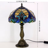 Tiffany Lamp Werfactory® Blue Yellow Liaison Stained Glass Bedside Light