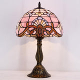 Tiffany Lamp Werfactory® Stained Glass Pink Baroque Style  Reading Table Lamp