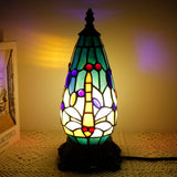 Werfactory® Tiffany Table Lamp Lighthouse Stained Glass Christmas Blue Yellow Dragonfly Light