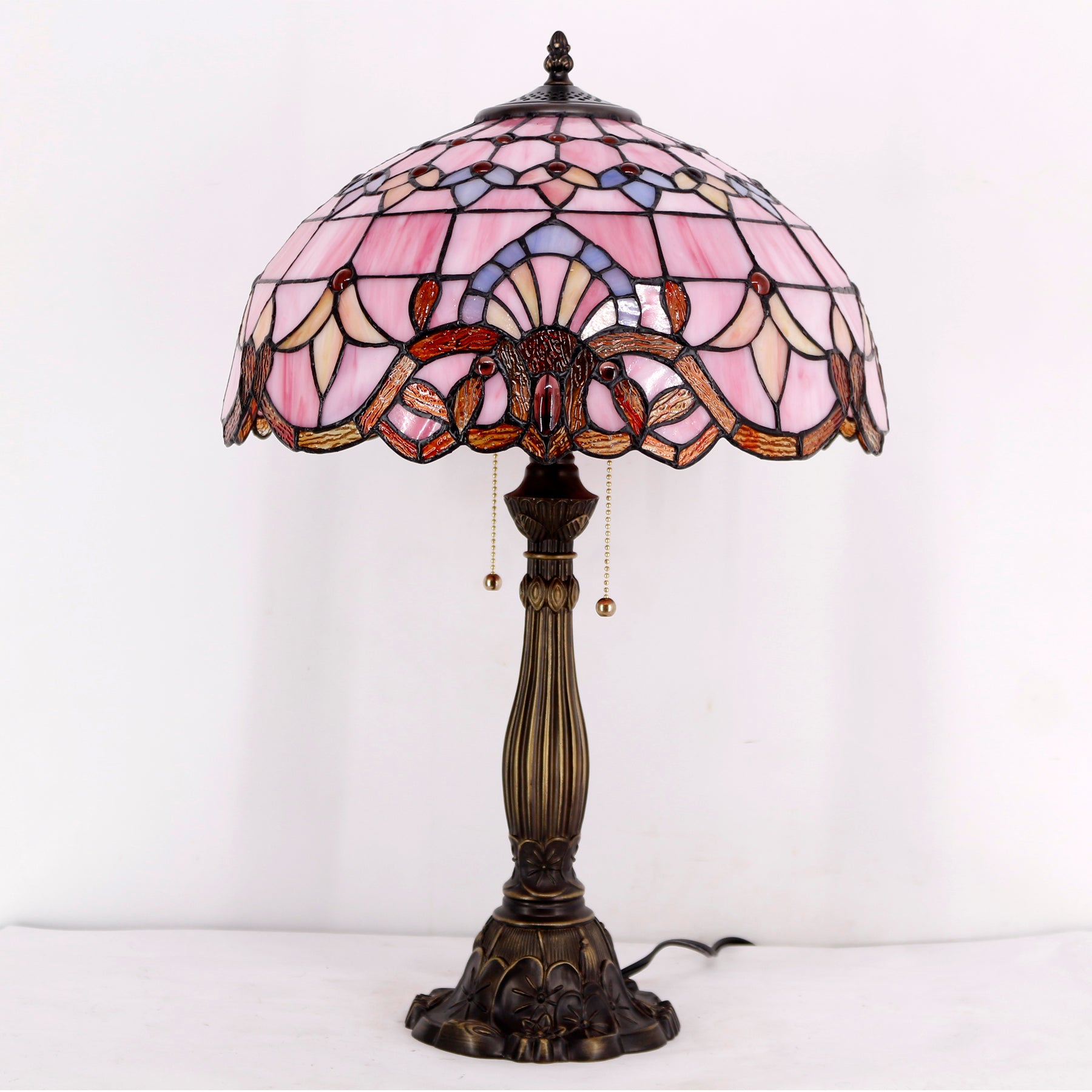 Tiffany Style Lamp Werfactory® Pink Stained Glass Lavender Light S003P16T