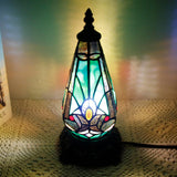 Werfactory® Tiffany Table Lamp Lighthouse Stained Glass Christmas Tree Green Liaison Antique Night Light