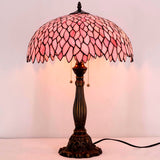 Werfactory®Tiffany Table Lamp Pink Wisteria Stained Glass Bedside Lamp Desk Reading Light