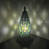 Werfactory® Tiffany Table Lamp Lighthouse Stained Glass Christmas Tree Blue Pearl Light