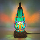 Werfactory® Tiffany Table Lamp Lighthouse Stained Glass Christmas Tree Green Light