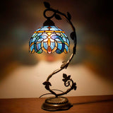 Werfactory®Tiffany Table Lamp Cloudy Blue Stained Glass Table Lamps   Wide 8 Inch Hig 21 Inch