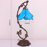 Tiffany Style Lamps Werfactory® Blue Stained Glass Bedside Lamp