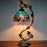Werfactory®Tiffany Table Lamp Green Stained Glass Style Table Lamps   Wide 8 Inch Hig 21 Inch