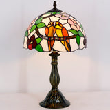 Tiffany Lamps Werfactory® Double Tropical Birds Stained Glass Bedside Lamp