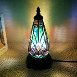Werfactory® Tiffany Table Lamp Lighthouse Stained Glass Christmas Tree Green Liaison Antique Night Light