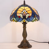 Tiffany Lamp Werfactory® Blue Yellow Liaison Stained Glass Bedside Light