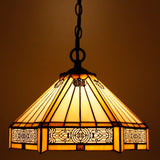 Werfactory®Tiffany Stained Glass Pendant Light Plug in Yellow Hexagon 12 Inch Hanging Lamp