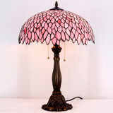 Werfactory®Tiffany Table Lamp Pink Wisteria Stained Glass Bedside Lamp Desk Reading Light