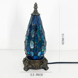 Werfactory® Tiffany Table Lamp Lighthouse Stained Glass Christmas Tree Blue Pearl Light