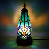 Werfactory® Tiffany Table Lamp Lighthouse Stained Glass Christmas Tree Green Light
