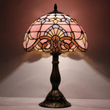 Tiffany Lamp Werfactory® Stained Glass Pink Baroque Style  Reading Table Lamp