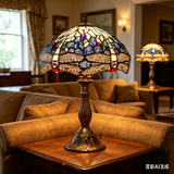Tiffany Style Lamp Werfactory® Blue Stained Glass Dragonfly Style Light