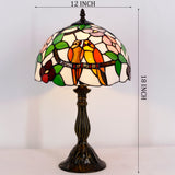 Tiffany Lamps Werfactory® Double Tropical Birds Stained Glass Bedside Lamp