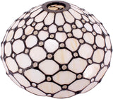 Werfactory® Tiffany Pendant Lamp Cream Amber Bead Stained Glass 12 Inch Hanging Light Fixture Bedroom Entryway Home Office S005 Series
