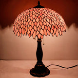 Werfactory®Tiffany Table Lamp Pink Wisteria Stained Glass Bedside Lamp Desk Reading Light