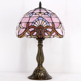 Tiffany Lamp Werfactory® Stained Glass Pink Baroque Style  Reading Table Lamp