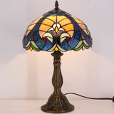 Tiffany Lamp Werfactory® Blue Yellow Liaison Stained Glass Bedside Light