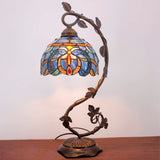 Werfactory®Tiffany Table Lamp Cloudy Blue Stained Glass Table Lamps   Wide 8 Inch Hig 21 Inch