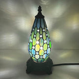 Werfactory® Tiffany Table Lamp Lighthouse Stained Glass Christmas Tree Blue Pearl Light