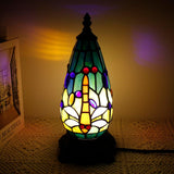 Werfactory® Tiffany Table Lamp Lighthouse Stained Glass Christmas Blue Yellow Dragonfly Light