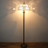 Tiffany Floor Lamps Werfactory® Crystal Bead White Stained Glass Standing Reading Light