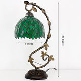 Werfactory®Tiffany Table Lamp Green Wisteria Stained Glass Table Lamps   Wide 8 Inch Hig 21 Inch
