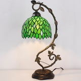 Werfactory®Tiffany Table Lamp Green Wisteria Stained Glass Table Lamps   Wide 8 Inch Hig 21 Inch