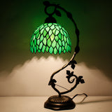 Werfactory®Tiffany Table Lamp Green Wisteria Stained Glass Table Lamps   Wide 8 Inch Hig 21 Inch
