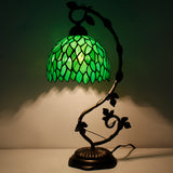 Werfactory®Tiffany Table Lamp Green Wisteria Stained Glass Table Lamps   Wide 8 Inch Hig 21 Inch