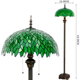 Tiffany Floor Standing Lamp Werfactory® Green Wisteria Stained Glass Light