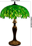 Tiffany Table Lamp Werfactory® Green Wisteria Stained Glass Bedside Light