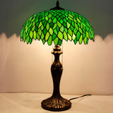 Tiffany Table Lamp Werfactory® Green Wisteria Stained Glass Bedside Light